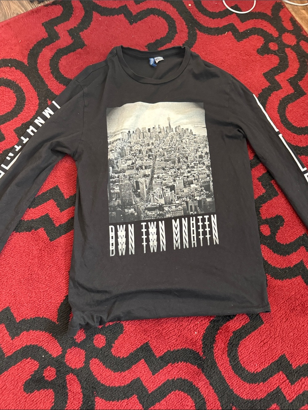 Divided Black Long-Sleeve Graphic Tee with City Photo